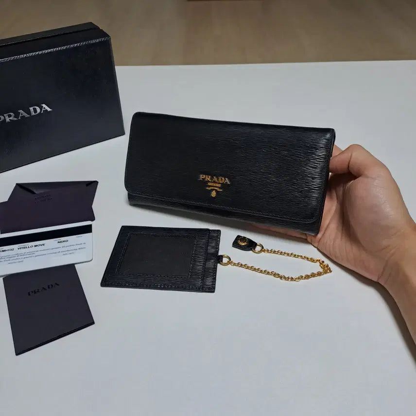 [BUNJANG] Prada Vitello Move Leather Long Wallet Black / [100%/정품] 프라다 비텔로 무브 가죽 장지갑 블랙