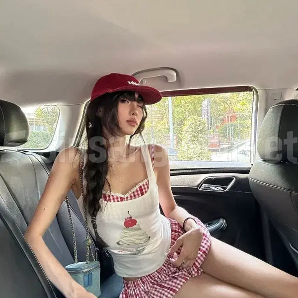 [BUNJANG] Cupcake Set White Sleeveless Top & Shorts Set / [빠른발송] 컵케익세트 체크나시 흰색나시 숏반바지