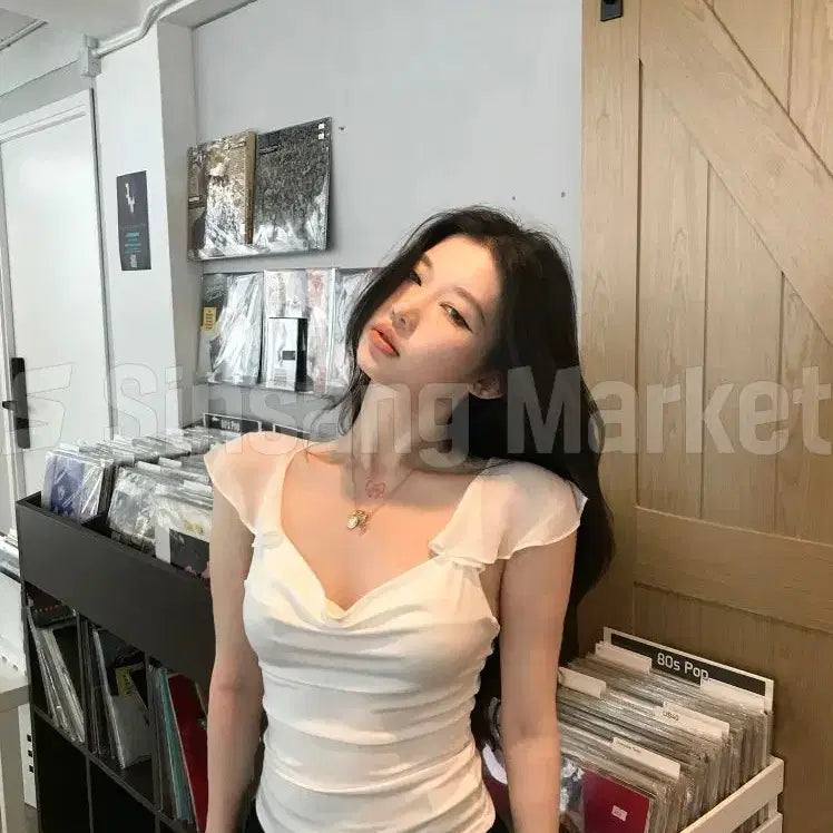 [BUNJANG] Angel Chiffon Top with Frills / [빠른발송] 엔젤쉬폰티 프릴