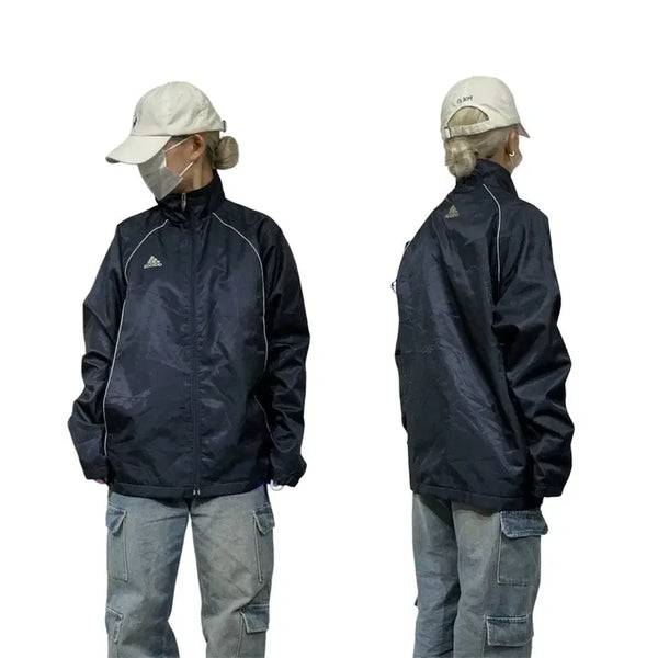 [BUNJANG] Adidas Navy White Line Windbreaker Oversized Track Jacket L / 아디다스 네이비 화이트 라인 바람막이 오버핏 트랙 자켓 L