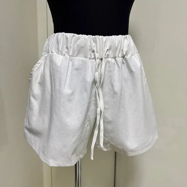 [BUNJANG] White Linen Bio-Waistband Shorts / (새상품) 화이트 린넨 바이오 밴딩 반바지