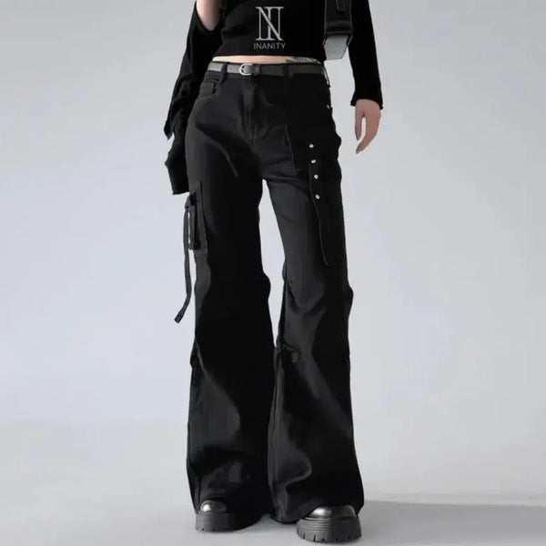 [BUNJANG] Innity Strap Pocket Shirring Bootcut Pants / [S] 이너니티 스트랩 포켓 셔링 부츠컷 팬츠