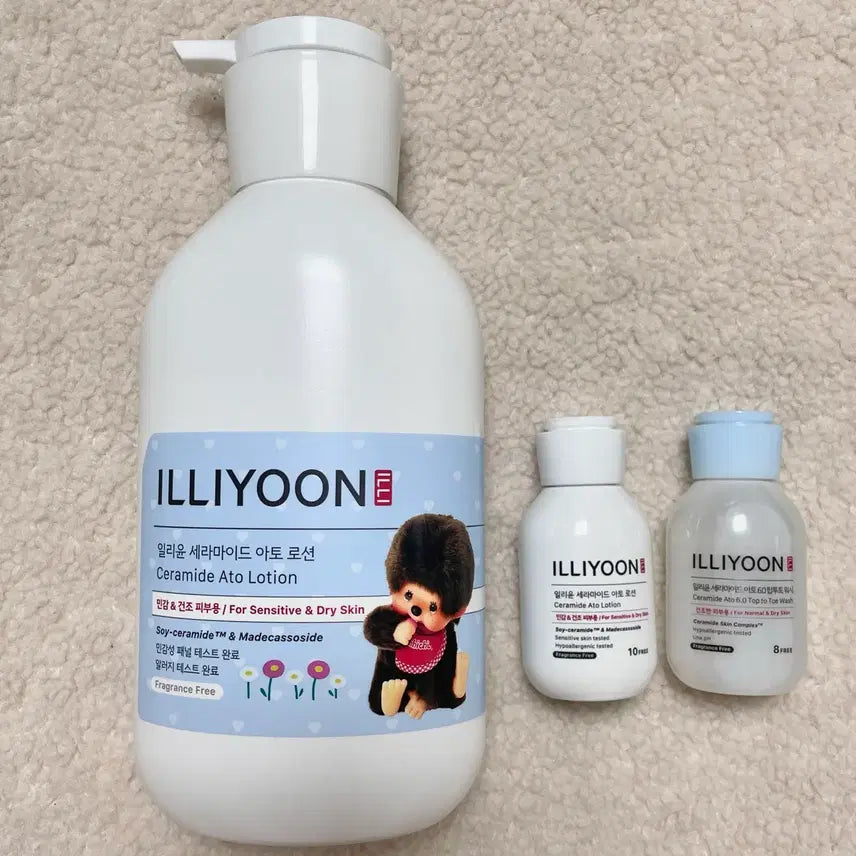 [BUNJANG] Illiyoon Ceramide Ato Lotion 600ml Set with 50ml Lotion and 50ml Top-to-Toe Wash / 일리윤 세라마이드 아토 로션 600ml+로션 50ml+탑투토 워시 50ml 새상품