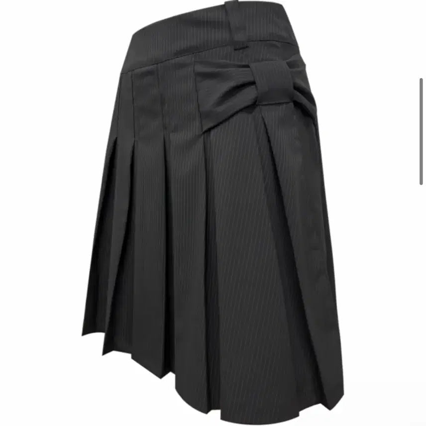[BUNJANG] CHEME.C Side Bow Panel Pleats Skirt Charcoal / 체메씨 사이드보우 플리츠 스커트 SIDE BOW PANEL PLEATS SKIRT
