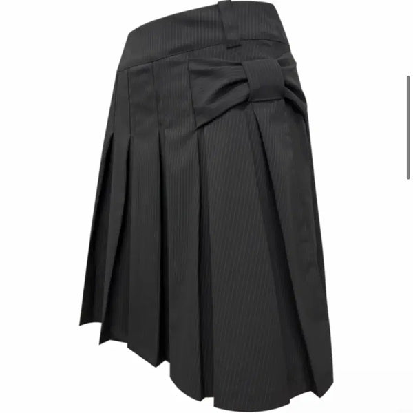 [BUNJANG] CHEME.C Side Bow Panel Pleats Skirt Charcoal / 체메씨 사이드보우 플리츠 스커트 SIDE BOW PANEL PLEATS SKIRT