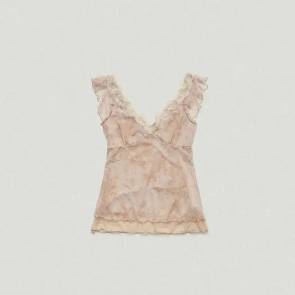 [BUNJANG] The Barnet Sena Sheer Lace Sleeveless Top - Peach / 더바넷 Sena Sheer Lace Sleeveless Top_Peach