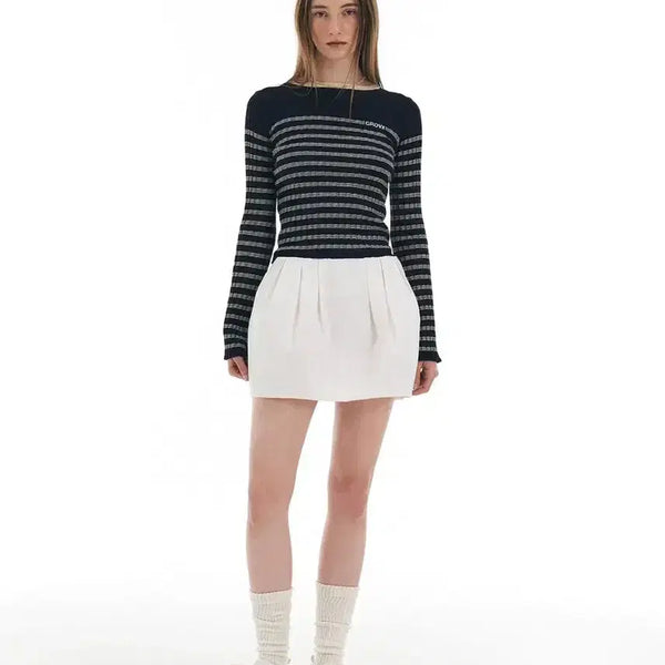 [BUNJANG] Grove White Mini Skirt / 그로브 loem 화이트 미니 스커트 grove 아이보리 벌룬 펌킨 밴딩 코튼 치마