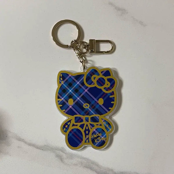 [BUNJANG] Sanrio Hello Kitty 50th Anniversary Tartan Check Acrylic Random Keyring / 산리오 헬로키티 50주년 드레스 타탄체크 체크 아크릴 랜덤 키링 굿즈