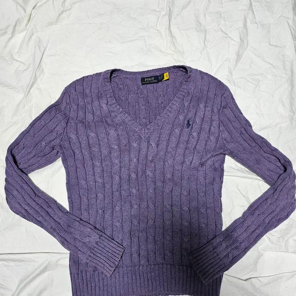 [BUNJANG] Polo Ralph Lauren Crewneck Knit Purple XS / 폴로랄프로렌 크루넥 니트 퍼플 XS