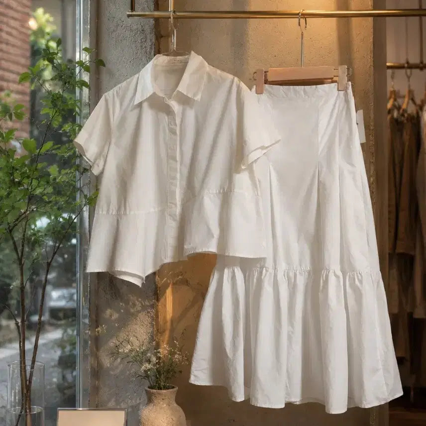 [BUNJANG] KINGKONG White Crinkled Long Skirt with Back Banding / 킹콩(KINGKONG) 화이트 바스락 롱스커트 / 뒷밴딩