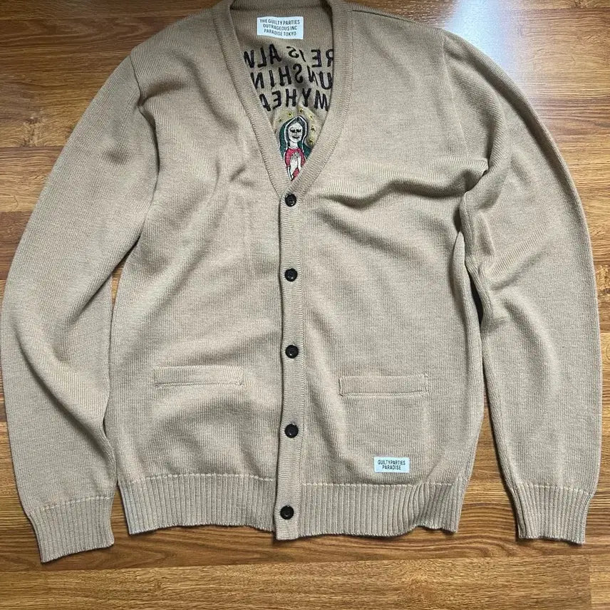 [BUNJANG] Wackomaria Knit Cardigan Beige XXL / 와코마리아 니트 가디건 베이지 xxl