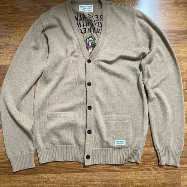 [BUNJANG] Wackomaria Knit Cardigan Beige XXL / 와코마리아 니트 가디건 베이지 xxl