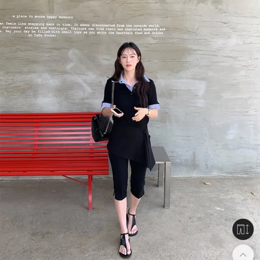 [BUNJANG] Bbippong Unni 5/7 Length Capri Slit Pants (L Size) / 삐뽕언니 5부/7부 올밴딩 카프리 슬릿팬츠 바이커 L사이즈 새상품