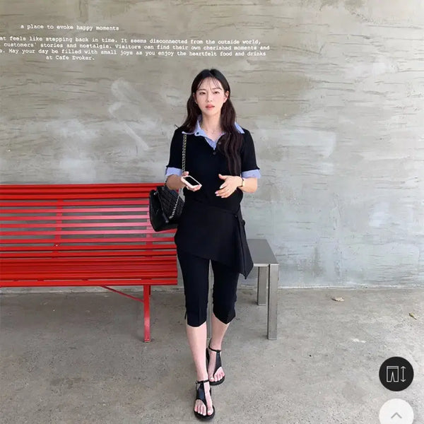 [BUNJANG] Bbippong Unni 5/7 Length Capri Slit Pants (L Size) / 삐뽕언니 5부/7부 올밴딩 카프리 슬릿팬츠 바이커 L사이즈 새상품