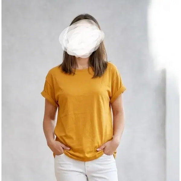 [BUNJANG] H&M Cotton Blend Short Sleeve T-Shirt Mustard M / H&M 찰랑 반팔 티셔츠 머스타드
