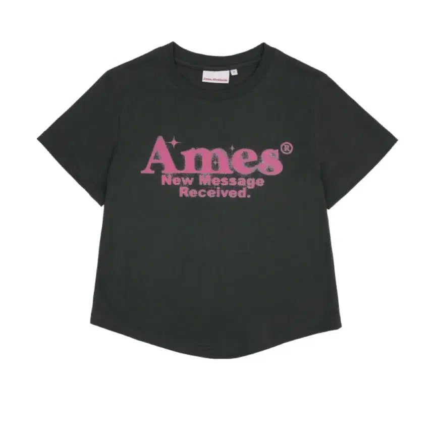 [BUNJANG] Ames Cropped Short Sleeve T-Shirt Charcoal / 아메스 크롭반팔티 차콜