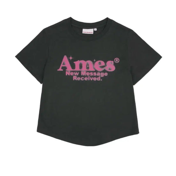 [BUNJANG] Ames Cropped Short Sleeve T-Shirt Charcoal / 아메스 크롭반팔티 차콜