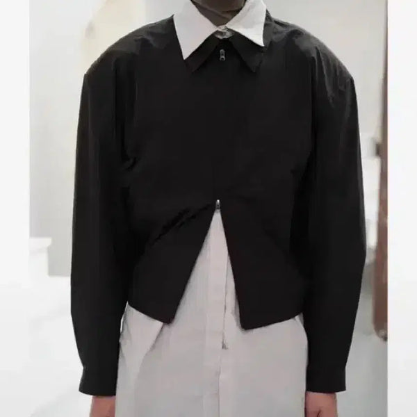 [BUNJANG] Amomento Cropped Zip-Up Jumper / 아모멘토 크롭 집업 점퍼