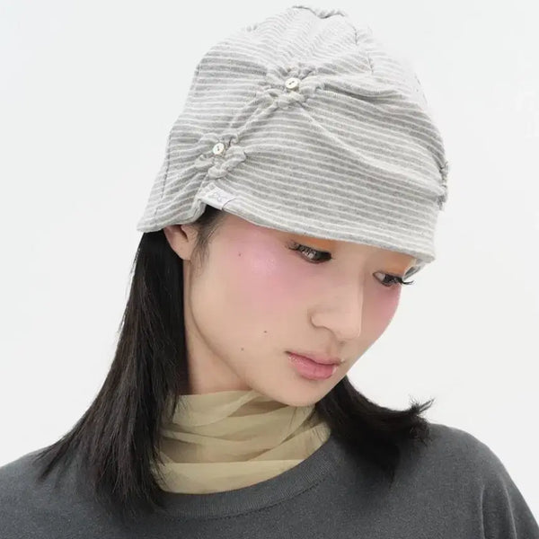[BUNJANG] Type Service Flower Button Beanie / 타입서비스 플라워 버튼 비니 모리걸