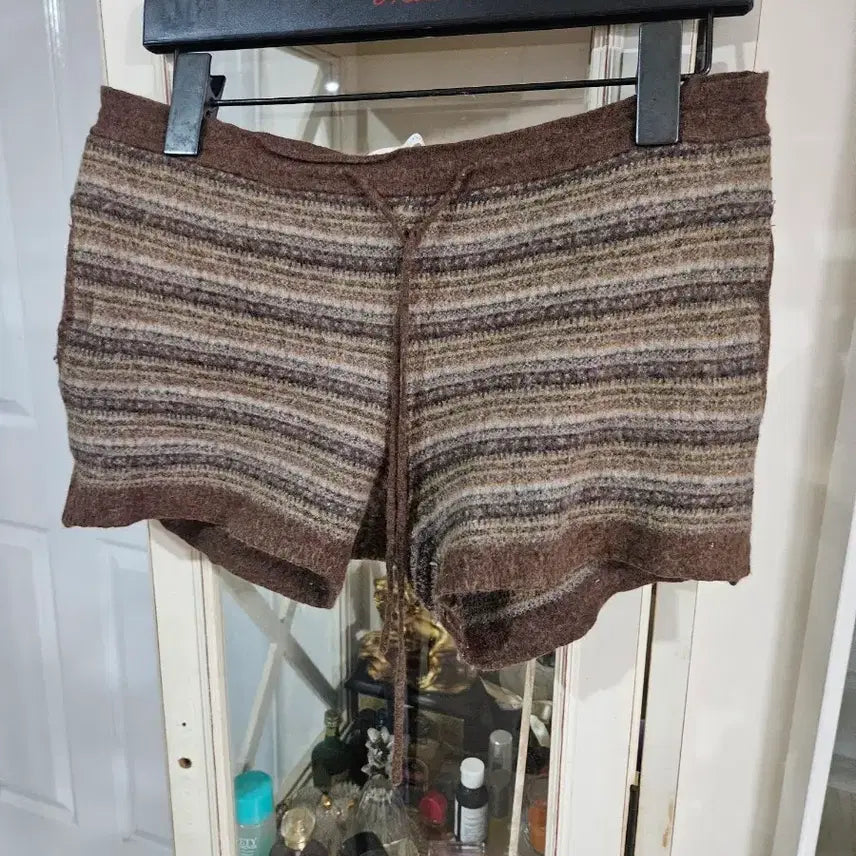 [BUNJANG] 69Slam Knit Short Pants Brown Stripe / 69슬램 니트 숏팬츠 브라운 스트라이프