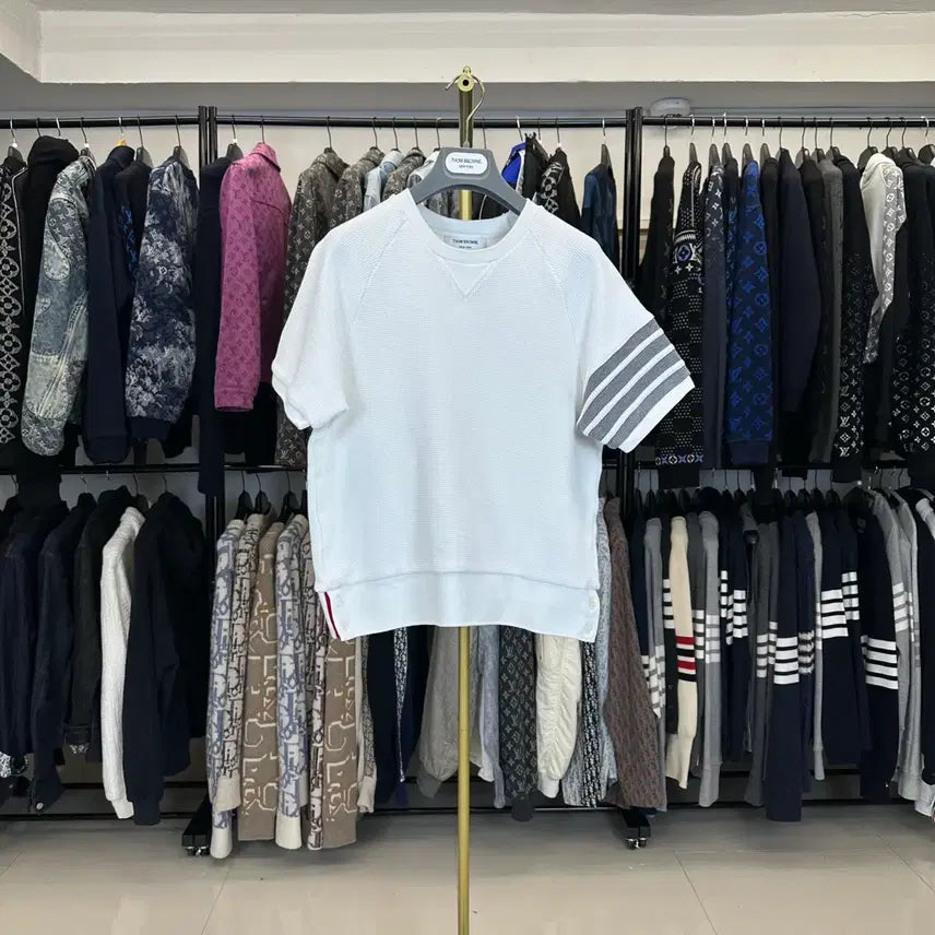 [BUNJANG] Thom Browne Four-Bar Waffle Short Sleeve T-Shirt Size 3 / (3) 톰브라운 4선 와플 반팔 티셔츠