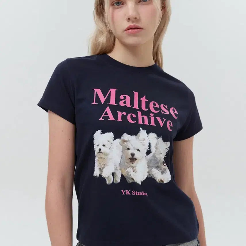 [BUNJANG] Waikei Maltese Archive Short Sleeve T-Shirt Navy / waikei 와이케이 말티즈 아카이브 숏슬리브 티셔츠 네이비