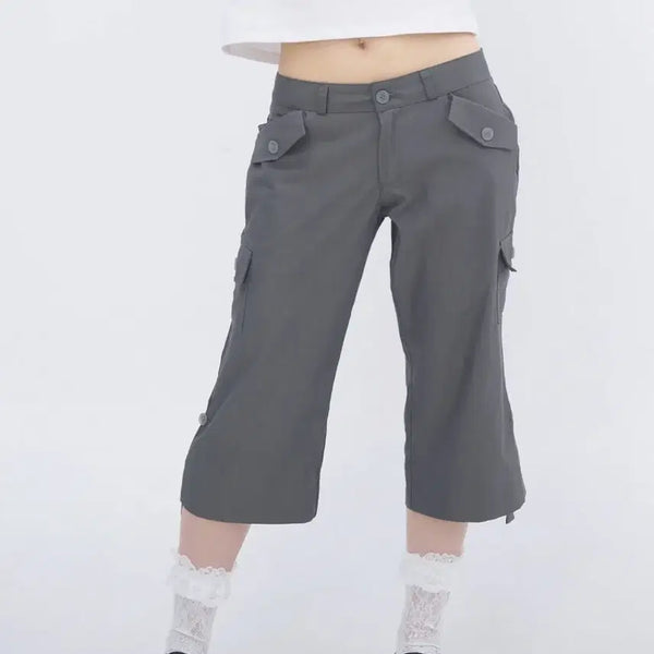 [BUNJANG] Itzavibe Strap Point Capri Pants Charcoal L / 잇자바이브 스트랩 포인트 카프리팬츠 차콜 L