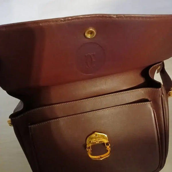 [BUNJANG] Cartier Gold Logo Shoulder Bag / 까르띠에 금장 로고 숄더백 정품