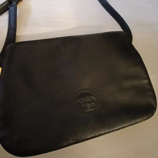 [BUNJANG] Versace Medusa Logo Black Leather Shoulder Bag / 베르사체 메두사 로고 블랙 레더 숄더백 정품