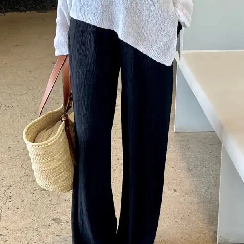 [BUNJANG] Black Summer Pleated Wrinkle Pants / (새상품) 검정 여름 플리츠 주름 링클 팬츠