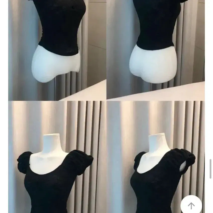 [BUNJANG] Black Lace Short Sleeve Top / 레이스 반팔 탑