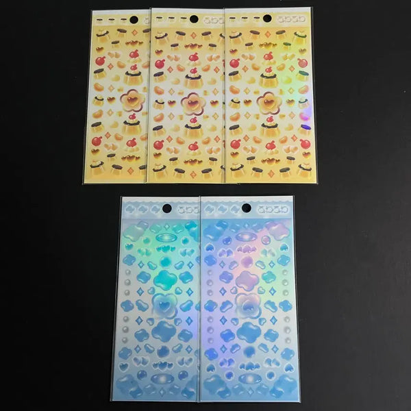 [BUNJANG] Ducky World Fuwa Fuwa Pudding Cloud Hologram Pearl Sticker (Sealed) / 더키월드 후와후와 푸딩 구름 홀로그램 펄 스티커 미개봉