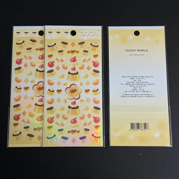 [BUNJANG] Dukky World Huwahuwa Pudding Hologram Pearl Sticker (Sealed) / 더키월드 후와후와 푸딩 홀로그램 펄 스티커 미개봉