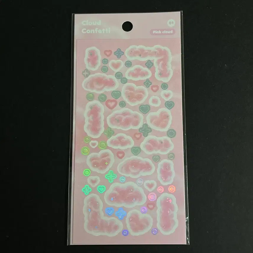 [BUNJANG] Ducky World Cloud Confetti Sticker Pink Sealed / 더키월드 구름 컨페티 스티커 핑크 미개봉