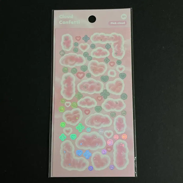 [BUNJANG] Ducky World Cloud Confetti Sticker Pink Sealed / 더키월드 구름 컨페티 스티커 핑크 미개봉