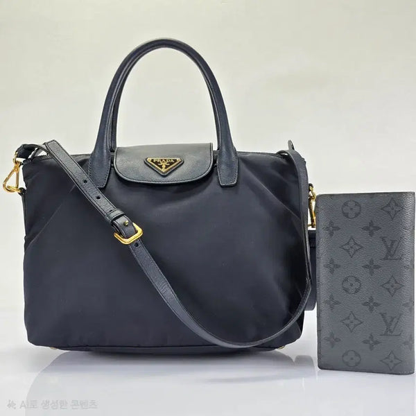 [BUNJANG] Prada Tessuto Nylon Saffiano Leather 2-Way Tote Bag / 프라다 테수토 나일론 사피아노 2웨이 토트백