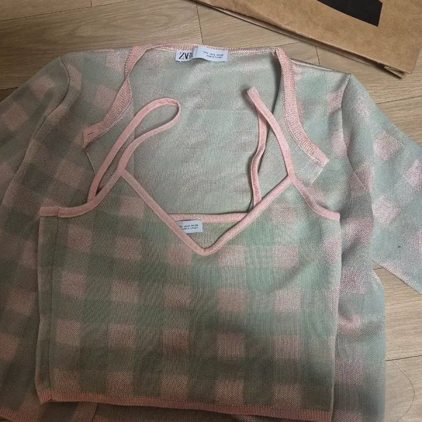 [BUNJANG] Kim Yoo Jung Zara Check Knit Vest Cardigan Set S / 김유정 자라 체크 니트 베스트 가디건 세트 s