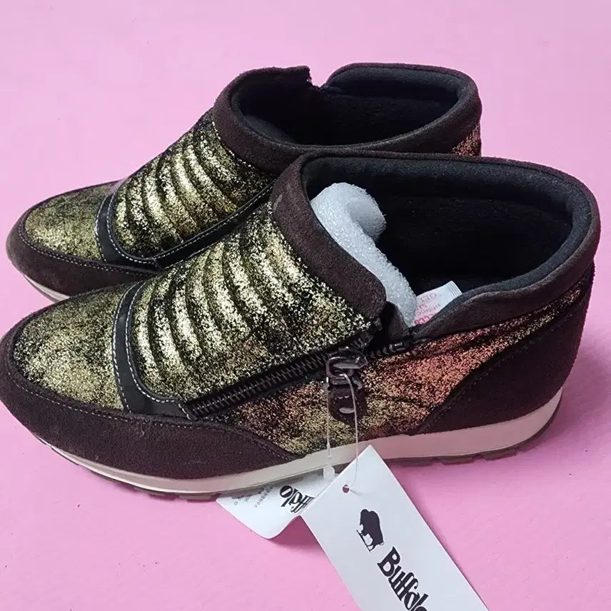 [BUNJANG] Buffalo Gold Glitter Sneakers / 버팔로 골드 글리터 스니커즈