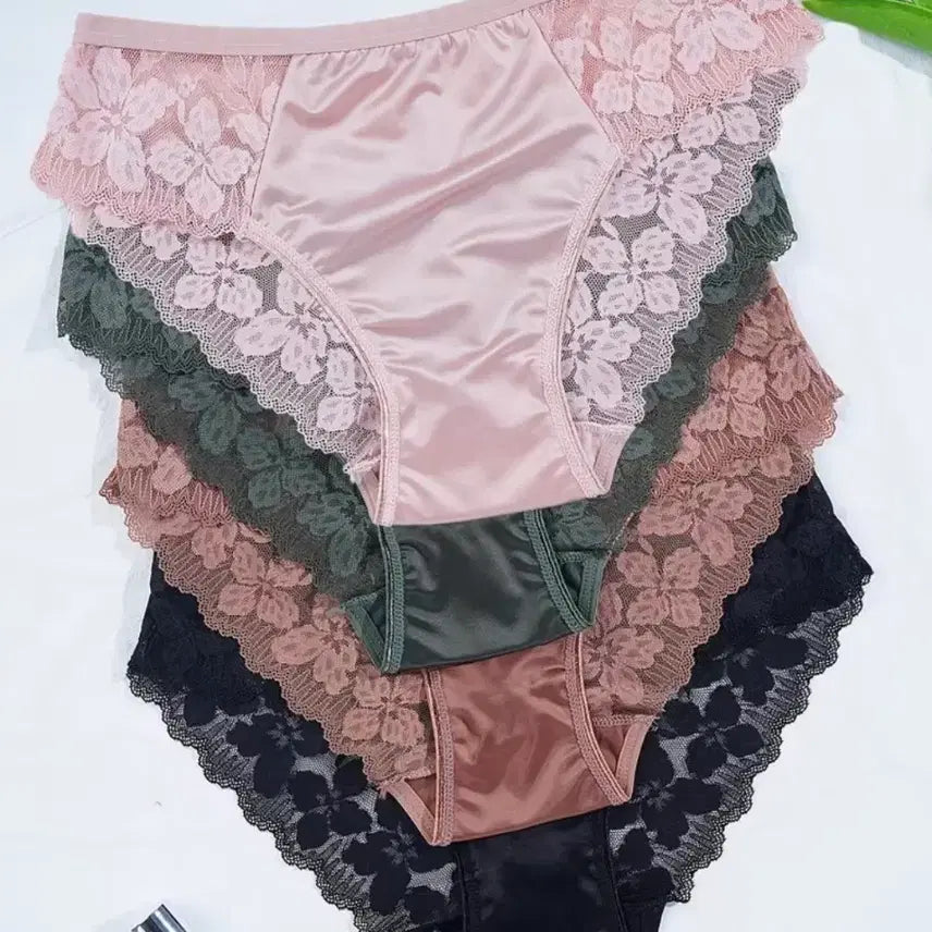 [BUNJANG] Satin Lace Lingerie Set 4 Colors Size 88 / 새틴 고급 레이스 속옷 세트 4종.  88사이즈