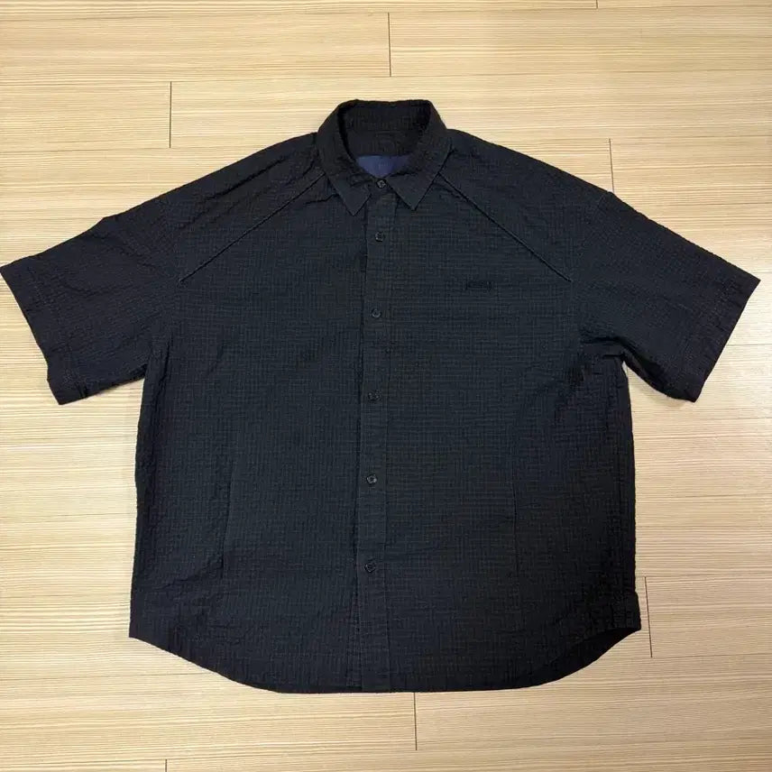 [BUNJANG] Juun.J Seersucker Short Sleeve Shirt Black / [46] 준지 시어서커 반팔셔츠 블랙