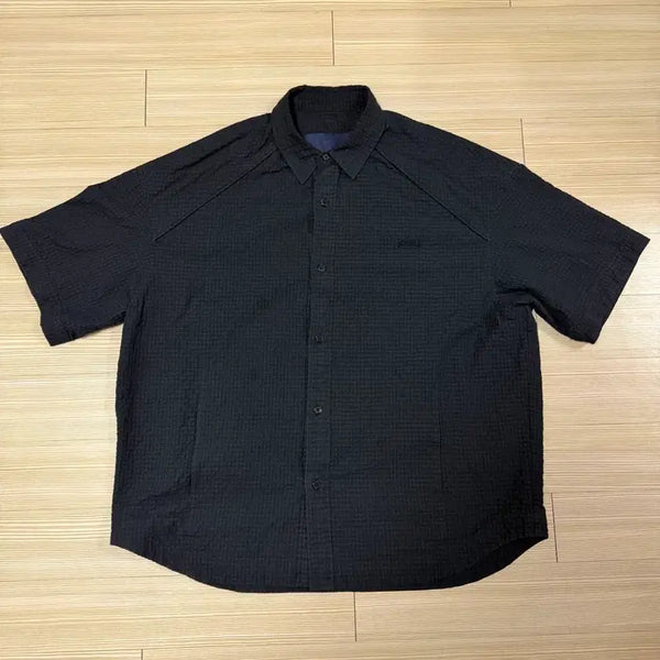 [BUNJANG] Juun.J Seersucker Short Sleeve Shirt Black / [46] 준지 시어서커 반팔셔츠 블랙