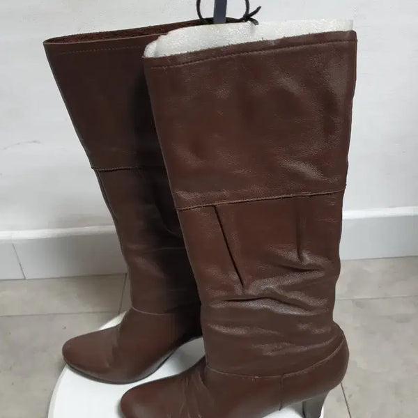 [BUNJANG] Tata Leather Women's Mid Boots Brown 225mm / 타타 Tata 가죽 여성 미드 부츠 브라운 225mm