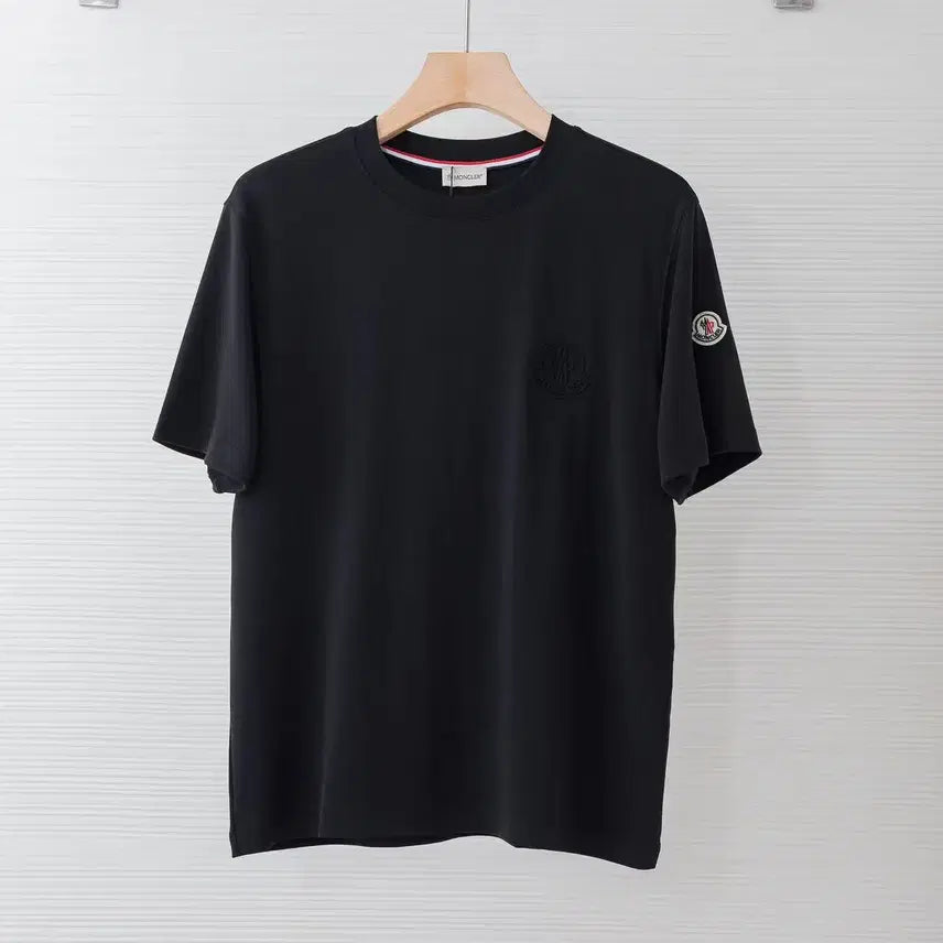 [BUNJANG] Moncler Embroidered Logo Cotton Jersey Short Sleeve T-Shirt Black / 몽클레어 자수 로고 코튼 저지 반팔 티셔츠 블랙