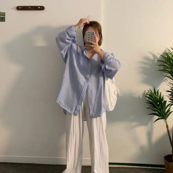 [BUNJANG] Lightweight Summer Shirt - Sky Blue / 여름 후들 셔츠 소라