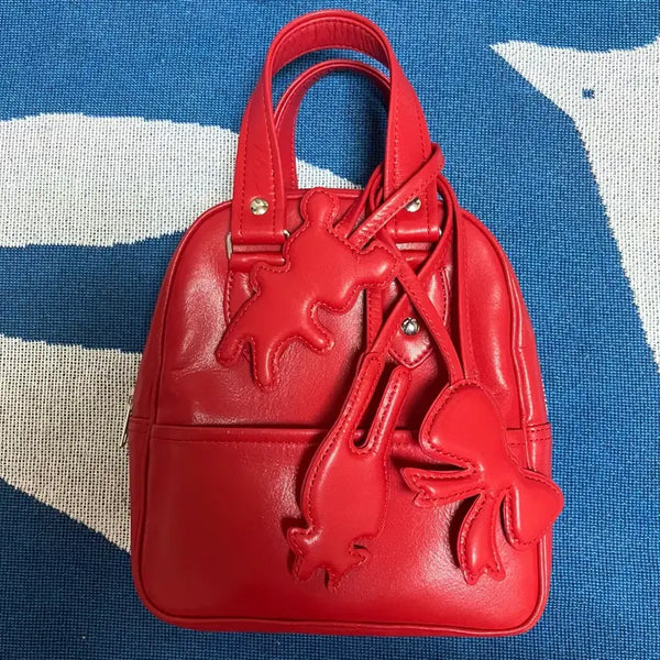 [BUNJANG] Comme des Garçons GIRL Bear Charm Backpack Red / 꼼데가르송걸 베어참백 레드