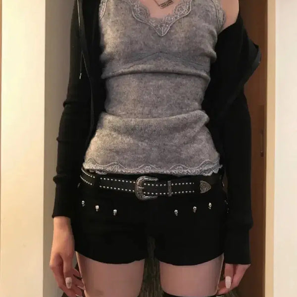 [BUNJANG] Kyoi Whisper Lace Sleeveless Top / 쿄이 그레이 나시 레이스 슬리브리스 WHISPER LACE SLEEVELESS