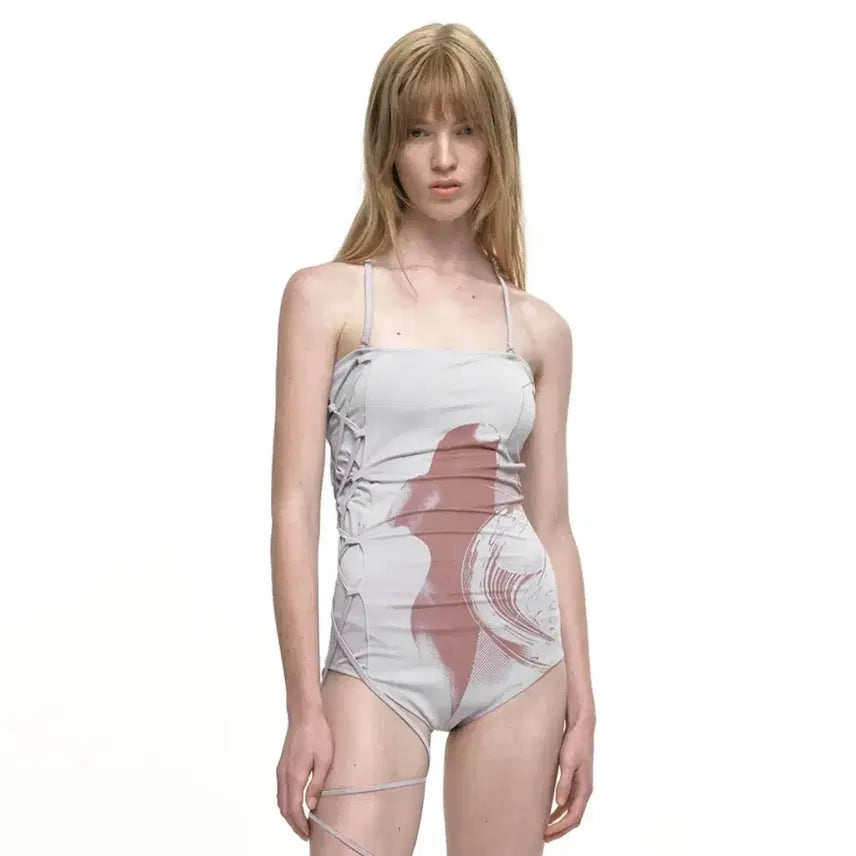 [BUNJANG] NACHE Cosmic Swimsuit - Light Grey / 나체 nache 코스믹 수영복