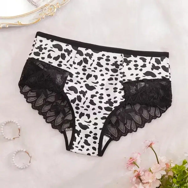 [BUNJANG] Leopard Lace Women's Panties - Black/White, Size 77 / 호피 레이스 여성 팬티 77