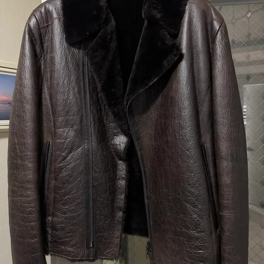 [BUNJANG] Emporio Armani Shearling Mustang Leather Jacket / (48) 엠포리오 알마니 한글텍 시어링 무스탕