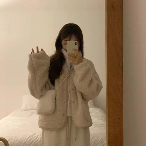 [BUNJANG] Litter Teddy Shearling Fleece Jumper Ivory / 리터 테디 시어링 플리스 점퍼  양털 뽀글이 자켓 아이보리